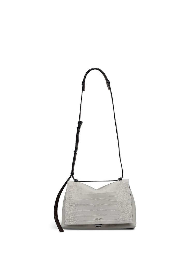 Radley Medium The Mercer Faux Croc Flapover Shoulder White Bag - Imagen 1 de 6