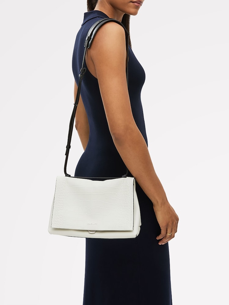 Radley Medium The Mercer Faux Croc Flapover Shoulder White Bag - Imagen 6 de 6