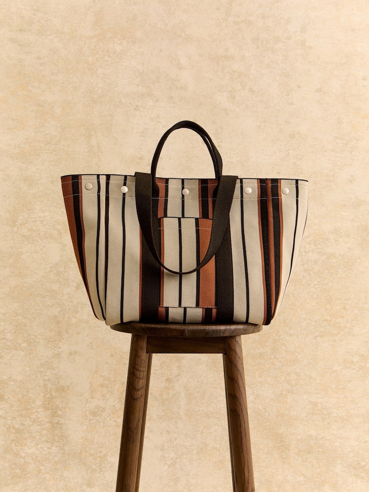 Radley Large Hadleigh Place Stripe Open Top White Tote Bag - Imagen 1 de 9