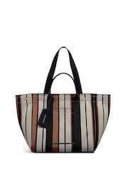 Radley Large Hadleigh Place Stripe Open Top White Tote Bag - Imagen 4 de 9