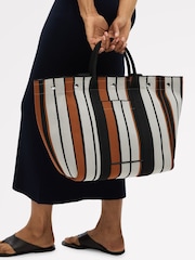 Radley Large Hadleigh Place Stripe Open Top White Tote Bag - Imagen 7 de 9
