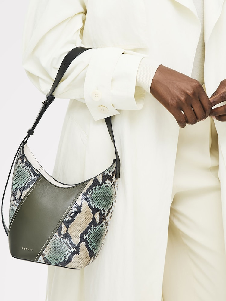 Radley Small Green Beaton Close Patchwork Zip Top Cross-Body Bag - Image 1 of 6 Radley Small Green Beaton Close Patchwork Zip Top Cross-Body Bag - Image 1 of 6