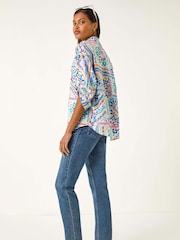 Roman Blue Tile Print Collared Shirt - Image 3 of 5