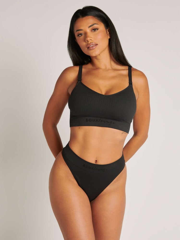 Boux Avenue Black Nursing Ribbed Seamfree Bralette - Image 2 of 5 Boux Avenue Black Nursing Ribbed Seamfree Bralette - Image 2 of 5