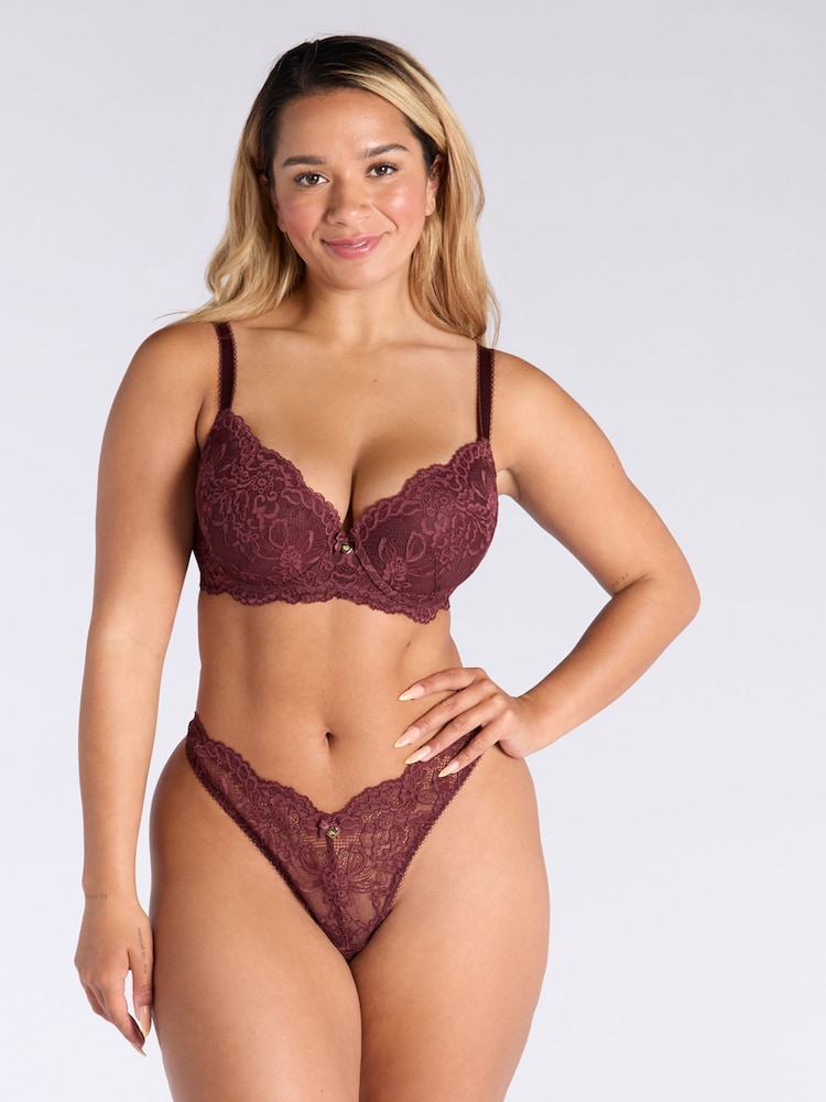 Boux Avenue Red Billie Floral Lace Thong - Image 1 of 4