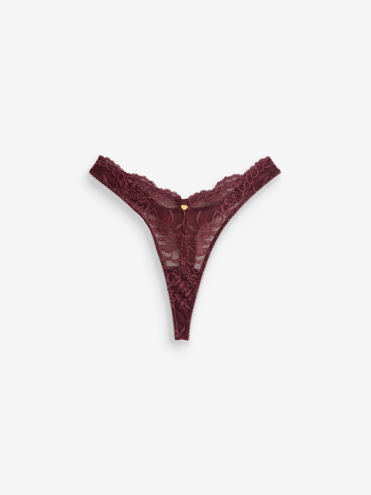 Boux Avenue Red Billie Floral Lace Thong - Image 4 of 4