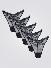 Boux Avenue Fran High Leg Lace Black Thong 5 Pack - Image 1 of 2