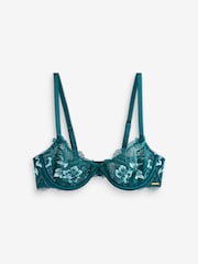 Boux Avenue Blue Gisella Sheer Embroidered Balconette Bra - Image 3 of 3
