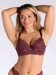 Boux Avenue Red Billie Floral Lace Padded Balcony Bra - Image 1 of 3