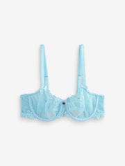 Boux Avenue Blue Annabella Floral Embroidery Sheer Balconette Bra - Image 3 of 3