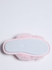 Boux Avenue Pink Floral Print Embroidered Crossband Slippers - صورة 5 من 6