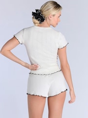 Boux Avenue Pointelle Lettuce Tee & Short Pyjama Set - Image 2 of 6