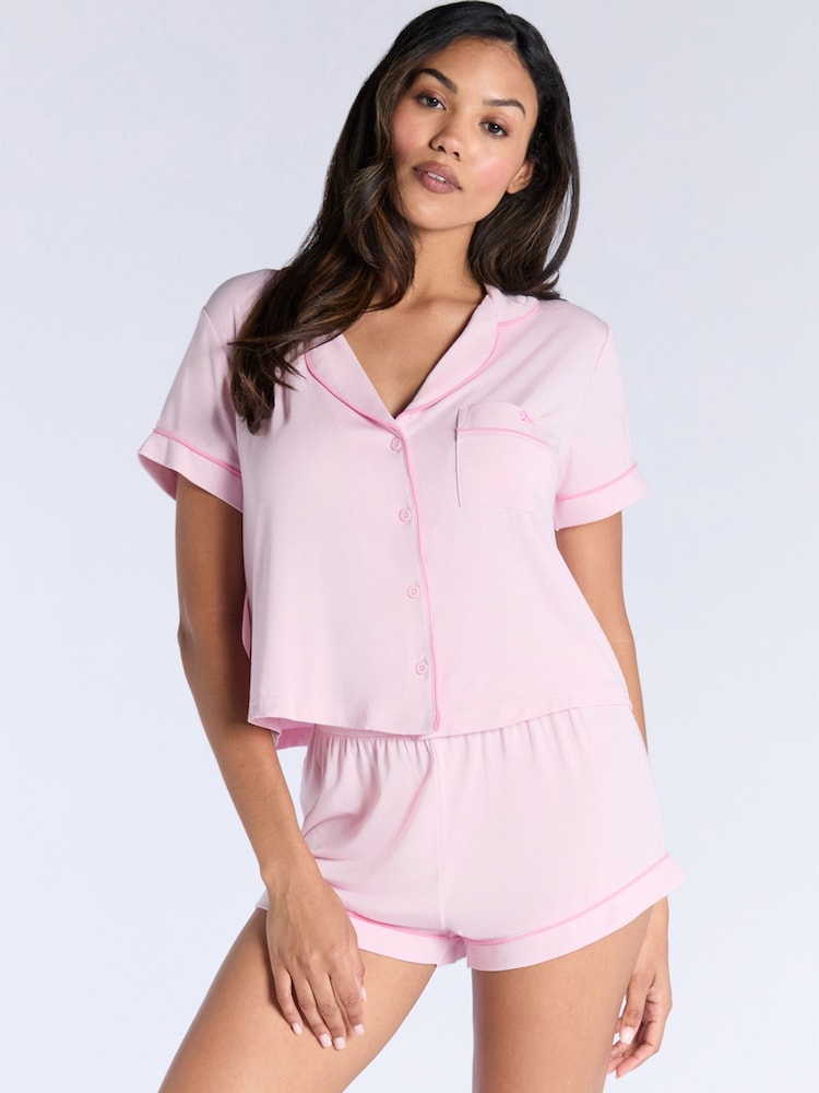 Boux Avenue Pink Soft Modal Short Pyjamas Set - Image 1 of 5 Boux Avenue Pink Soft Modal Short Pyjamas Set - Image 1 of 5