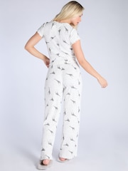 Boux Avenue Mono Giraffe White T-Shirt and Pyjamas Set - Image 2 of 5