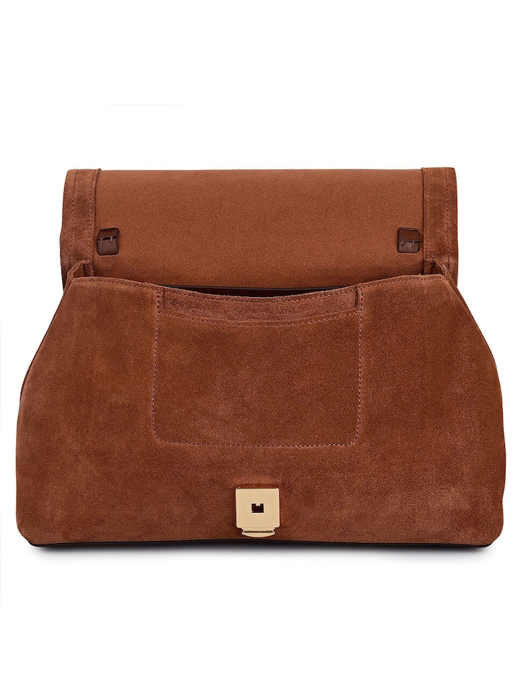 Radley Medium The Mercer Suede Flapover Shoulder Brown Bag - Image 3 of 3