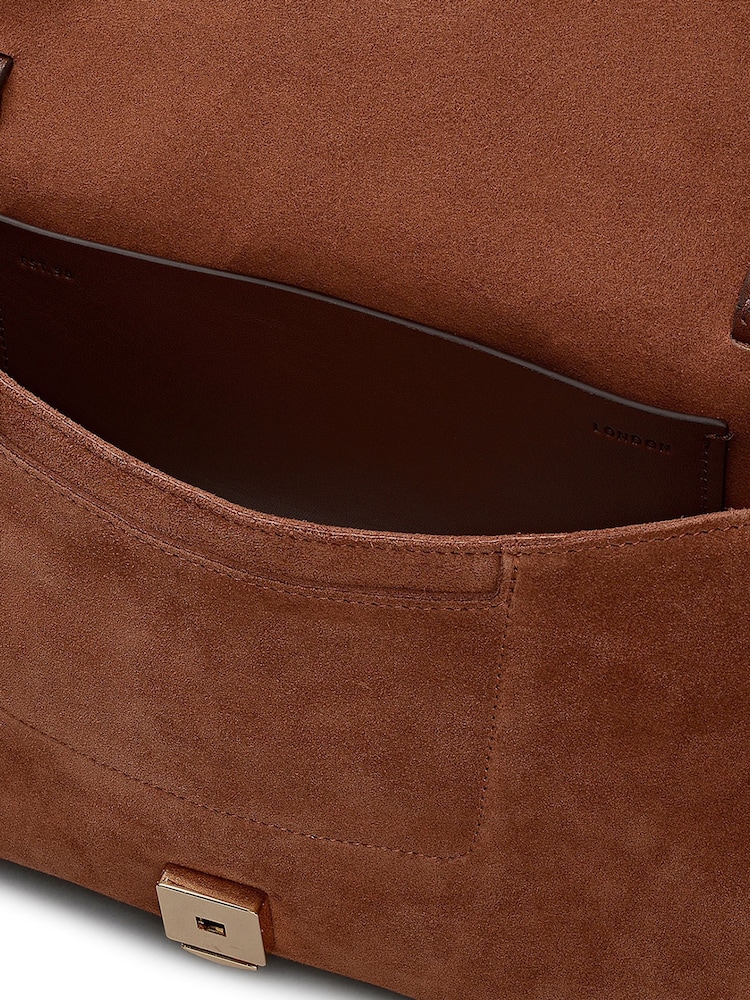 Radley Medium The Mercer Suede Flapover Shoulder Brown Bag - Image 7 of 7