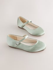 Sage Green Stain Resistant Satin Wide Fit (G) Mary Jane Occasion Shoes - Image 1 of 6