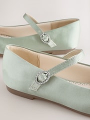 Sage Green Stain Resistant Satin Wide Fit (G) Mary Jane Occasion Shoes - Image 5 of 6