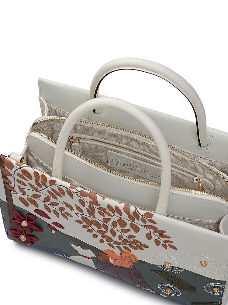 Buy Radley White Medium Autumn Leaves Zip Top Grab Bag from the