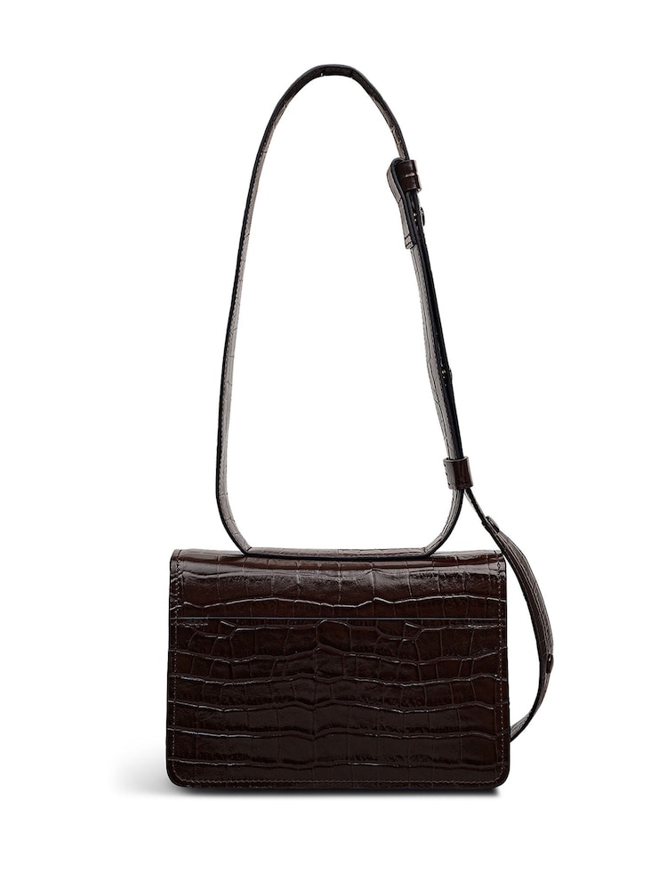 Radley Small The Belsize Faux Croc Flapover Shoulder Brown Bag - Image 2 of 7