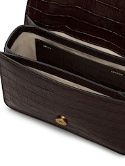 Radley Small The Belsize Faux Croc Flapover Shoulder Brown Bag - Image 3 of 7