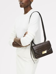 Radley Small The Belsize Faux Croc Flapover Shoulder Brown Bag - Image 7 of 7