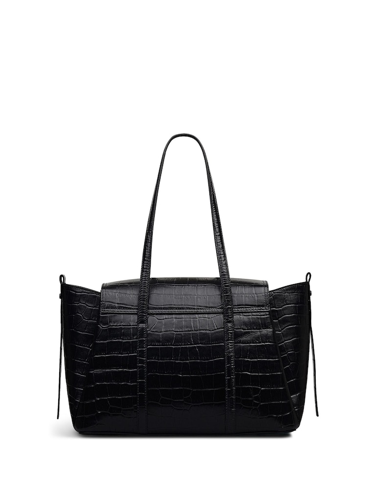Radley Medium The Chancery Faux Croc Flapover Shoulder Black Bag - Image 2 of 5 Radley Medium The Chancery Faux Croc Flapover Shoulder Black Bag - Image 2 of 5