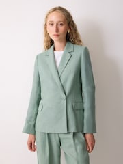 Jigsaw Green Maree Irish Linen Short Blazer - Image 1 of 3