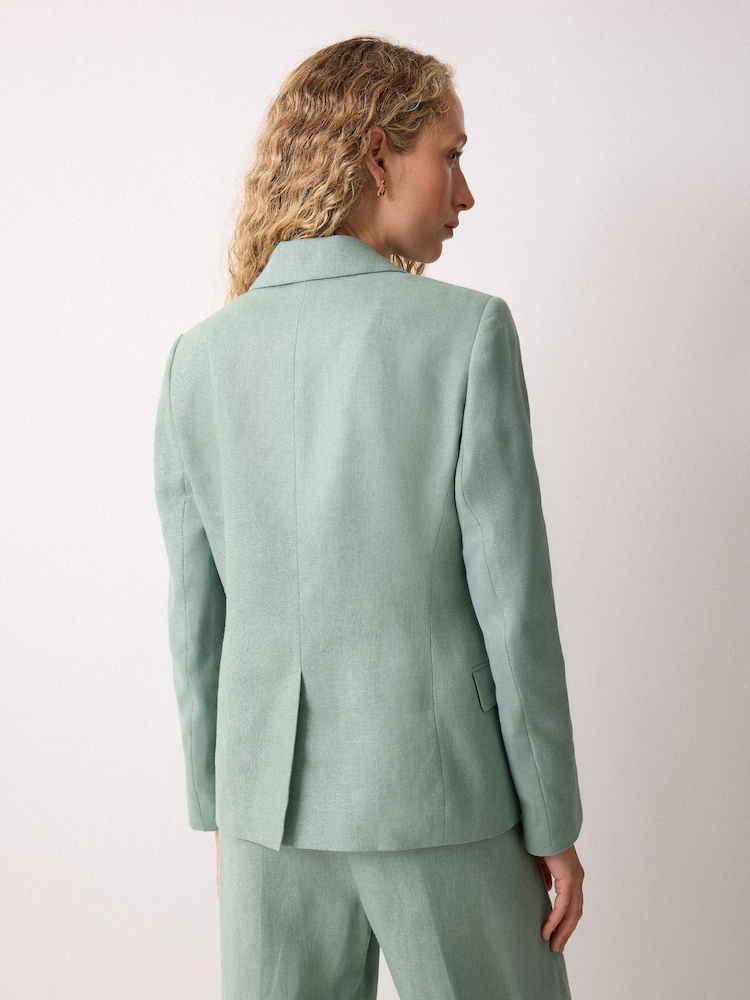 Jigsaw Green Maree Irish Linen Short Blazer - Image 2 of 3