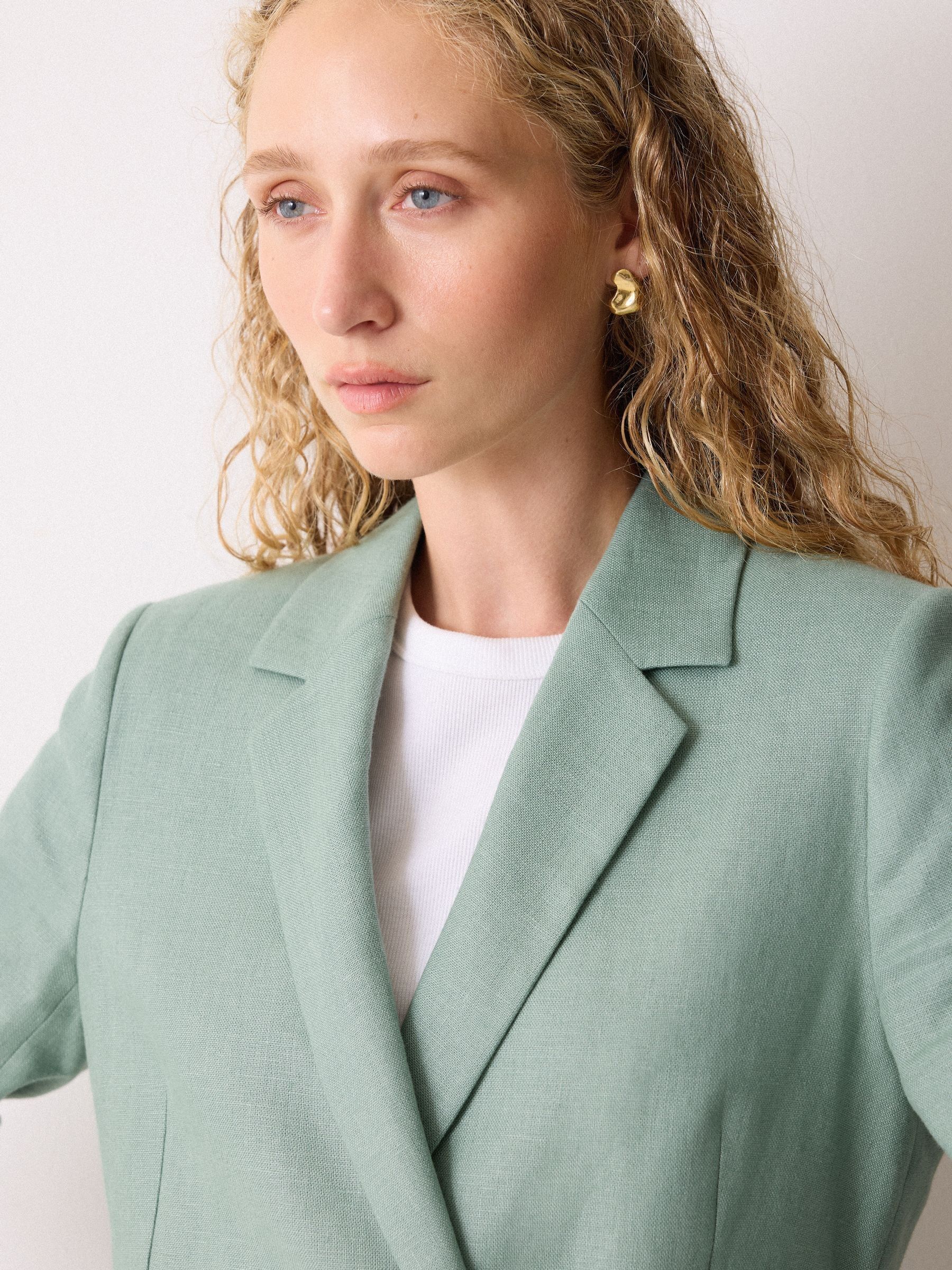 Buy Jigsaw Green Maree Irish Linen Short Blazer from Next USA