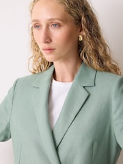 Jigsaw Green Maree Irish Linen Short Blazer - Image 3 of 3