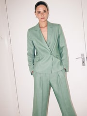 أخضر - Jigsaw Maree Irish Linen Short Blazer - صورة 4 من 5