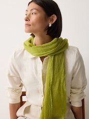 Jigsaw Green Crinkle Cotton Woven Scarf - Image 2 of 2