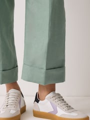 Jigsaw Green Irish Linen Turn Up Trousers - Image 2 of 3