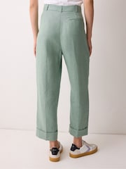 Jigsaw Green Irish Linen Turn Up Trousers - Image 3 of 3