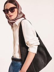 Jigsaw Brown Cassis Stripe Silk Scarf - Image 1 of 5