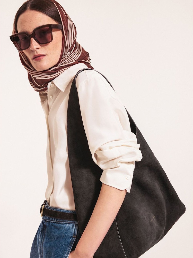 Jigsaw Brown Cassis Stripe Silk Scarf - Image 1 of 5