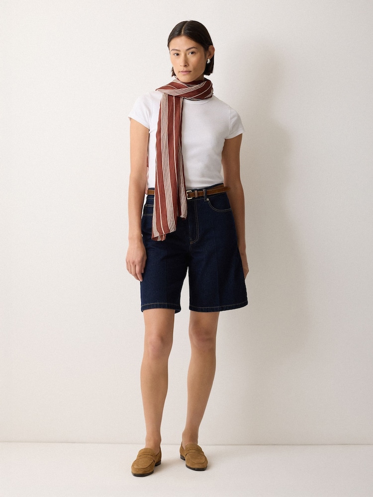 Jigsaw Brown Cassis Stripe Silk Scarf - Image 5 of 5