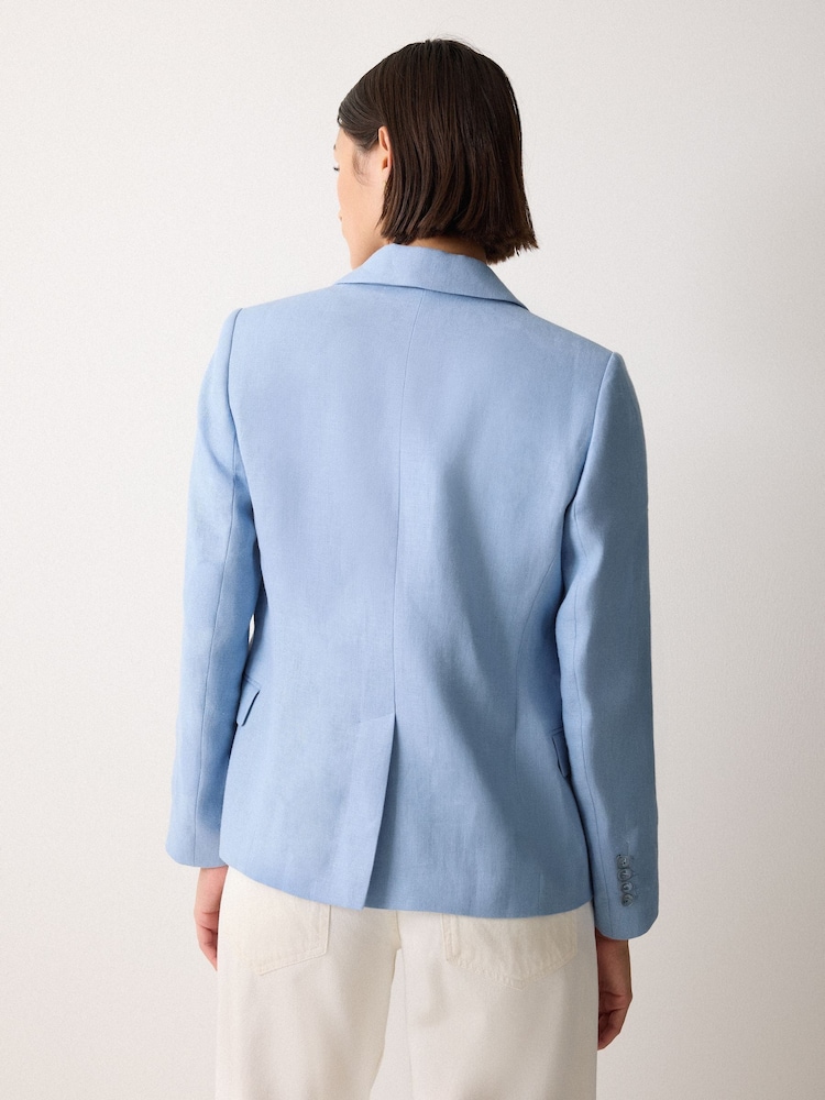 Jigsaw Blue Maree Irish Linen Short Blazer - Image 2 of 3