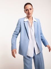 أزرق - Jigsaw Maree Irish Linen Short Blazer - صورة 4 من 6