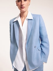 أزرق - Jigsaw Maree Irish Linen Short Blazer - صورة 5 من 6