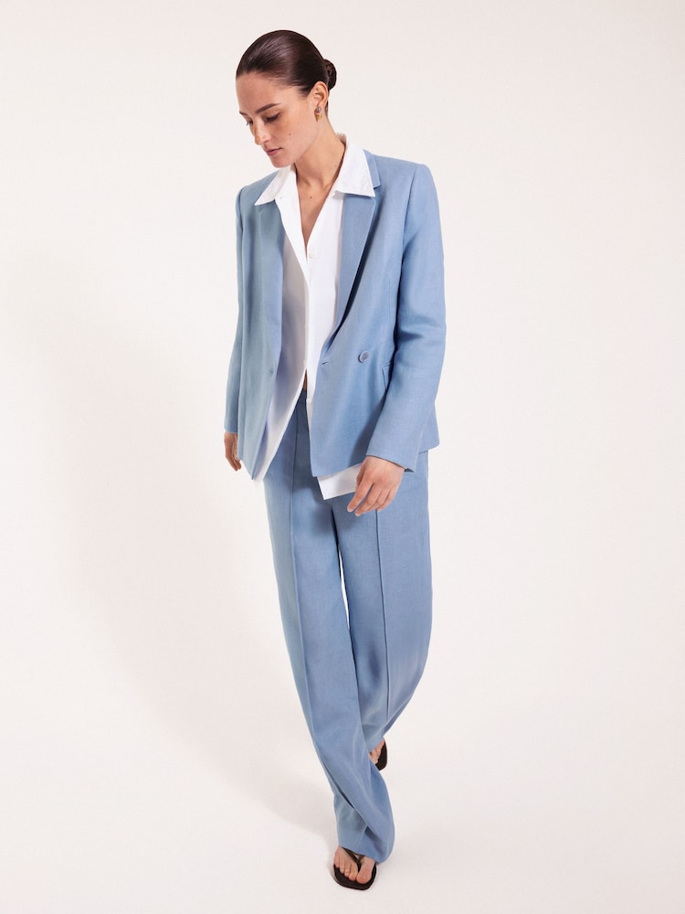 أزرق - Jigsaw Maree Irish Linen Short Blazer - صورة 6 من 6