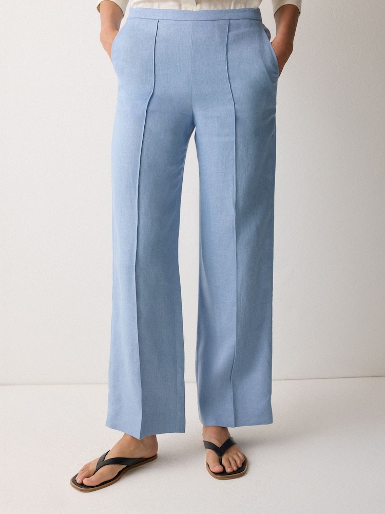 Jigsaw Blue Irish Linen Palazzo Trousers - Image 1 of 3