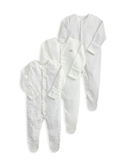 Mamas & Papas Cloud Stripe Sleepsuits 3 Pack - Image 2 of 3