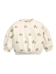 Mamas & Papas Cream Tulip Spot Print Sweatshirt - Image 6 of 6