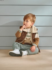Mamas & Papas Cord Brown Gilet with Borg Lining - Image 1 of 7