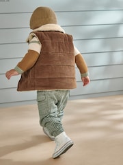 Mamas & Papas Cord Brown Gilet with Borg Lining - Image 3 of 7