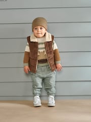 Mamas & Papas Cord Brown Gilet with Borg Lining - Image 5 of 7