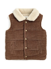 Mamas & Papas Cord Brown Gilet with Borg Lining - Image 7 of 7