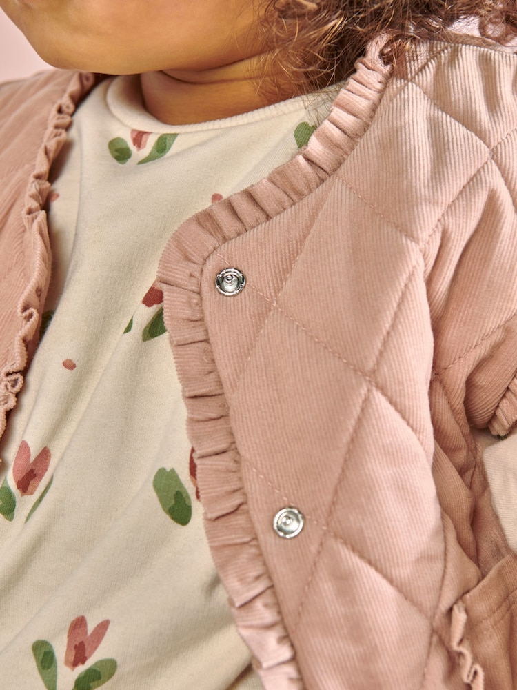 Mamas & Papas Pink Cord Quilted Gilet - Image 2 of 3